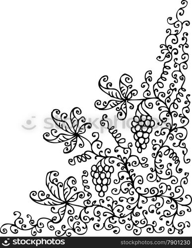 Refined floral vignette 88. Eau-forte black-and-white swirl decorative vector illustration.