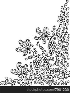 Refined floral vignette 88. Eau-forte black-and-white swirl decorative vector illustration.