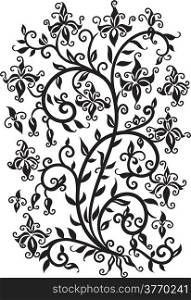 Refined floral vignette. Eau-forte color summertime swirl decorative vector illustration.