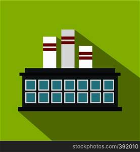 Refinery plant icon. Flat illustration of refinery plant vector icon for web isolated on lime background. Refinery plant icon, flat style