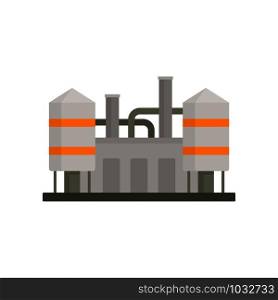 Refinery plant icon. Flat illustration of refinery plant vector icon for web design. Refinery plant icon, flat style