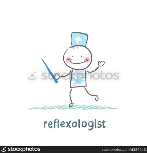 reflexologist with needle