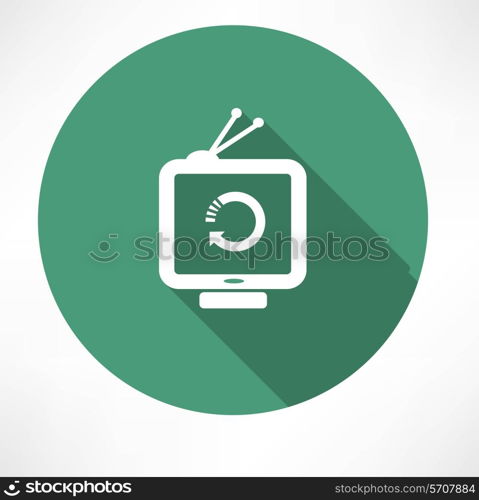 refresh icon on retro television set. Flat modern style vector illustration