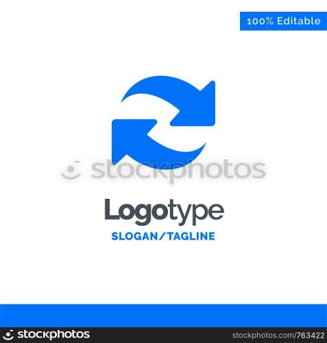 Refresh, Reload, Rotate, Repeat Blue Solid Logo Template. Place for Tagline