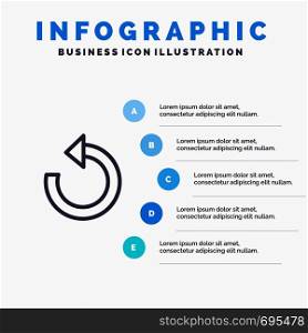 Refresh, Reload, Rotate, Repeat Line icon with 5 steps presentation infographics Background