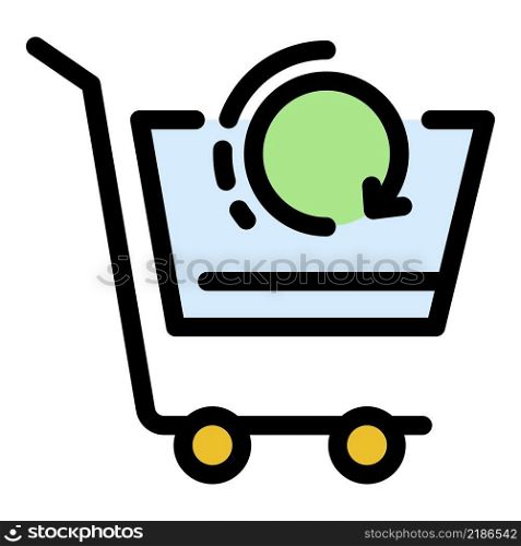Refresh shop cart icon. Outline refresh shop cart vector icon color flat isolated. Refresh shop cart icon color outline vector