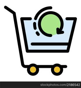 Refresh shop cart icon. Outline refresh shop cart vector icon color flat isolated. Refresh shop cart icon color outline vector