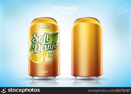 Refreshing soft drink metal can design in 3d illustration, one in blank and the other with ad. Soft drink metal can design