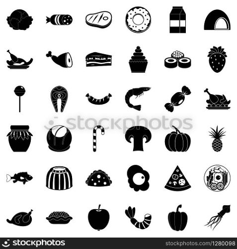 Refreshment icons set. Simple set of 36 refreshment vector icons for web isolated on white background. Refreshment icons set, simple style