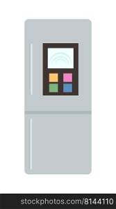 Refrigerator semi flat color vector object. Full sized item on white. Kitchen appliance. Apartment and house arrangement simple cartoon style illustration for web graphic design and animation. Refrigerator semi flat color vector object