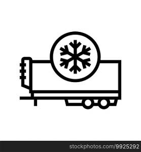refrigerator trailer line icon vector. refrigerator trailer sign. isolated contour symbol black illustration. refrigerator trailer line icon vector illustration
