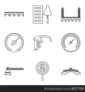 Refueling icons set. Outline set of 9 refueling vector icons for web isolated on white background. Refueling icons set, outline style