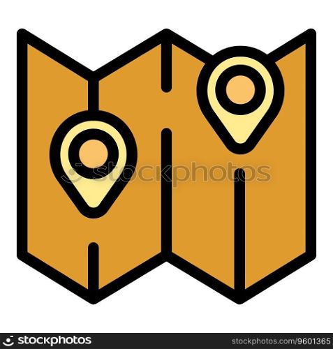Refugee location map icon outline vector. Help seeker. People asylum color flat. Refugee location map icon vector flat