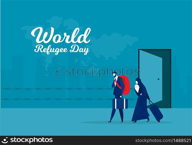 Refugee World migrant day. War and crisis in country.vector illustrator.
