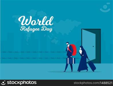 Refugee World migrant day. War and crisis in country.vector illustrator.
