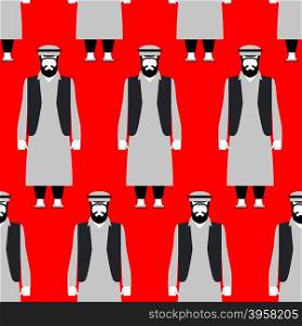 Refugees seamless pattern. Sad people on red background. Crowd of Syrian emigrants escaping from bloody war&#xA;