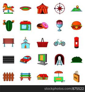 Region icons set. Cartoon set of 25 region vector icons for web isolated on white background. Region icons set, cartoon style