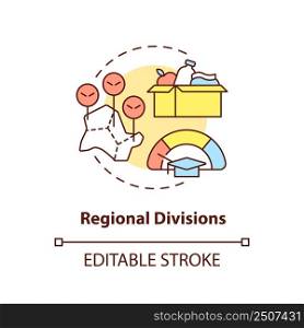 Regional divisions concept icon. Lack of international cooperation problem abstract idea thin line illustration. Isolated outline drawing. Editable stroke. Arial, Myriad Pro-Bold fonts used. Regional divisions concept icon