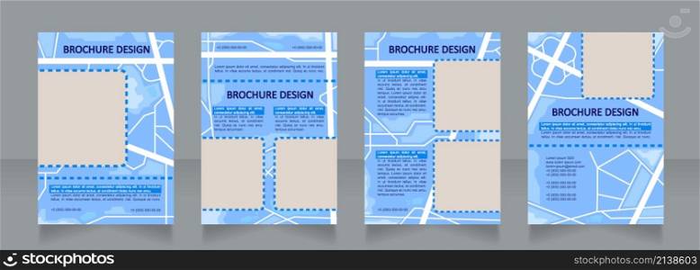 Regional planning blue blank brochure design. Intersection regulation. Template set with copy space for text. Premade corporate reports collection. Editable 4 paper pages. Calibri, Arial fonts used. Regional planning blue blank brochure design