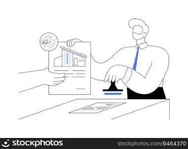 Register property abstract concept vector illustration. Notary deals with property records, deed record process, land registry, bureaucracy sector, real estate industry abstract metaphor.. Register property abstract concept vector illustration.