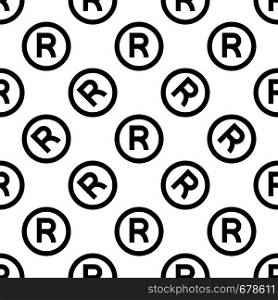 Registered Trademark Icon, Letter R Symbol Seamless Pattern Vector Art Illustration