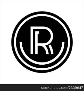 Registered Trademark Icon, Letter R Symbol Vector Art Illustration