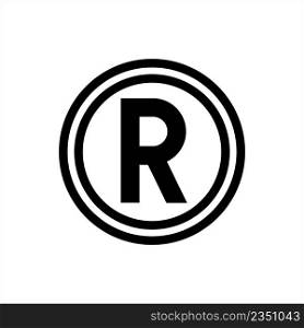 Registered Trademark Icon, Letter R Symbol Vector Art Illustration