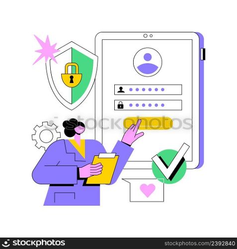 Registration abstract concept vector illustration. Registration page, name and password field, fill in form, menu bar, corporate website, create account, user information abstract metaphor.. Registration abstract concept vector illustration.