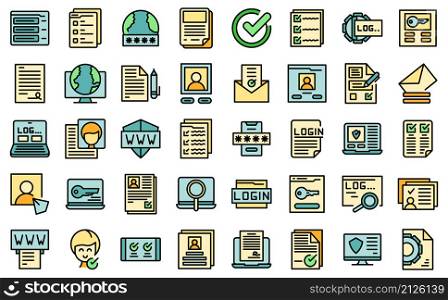 Registration icons set outline vector. Account create. New register. Registration icons set vector flat