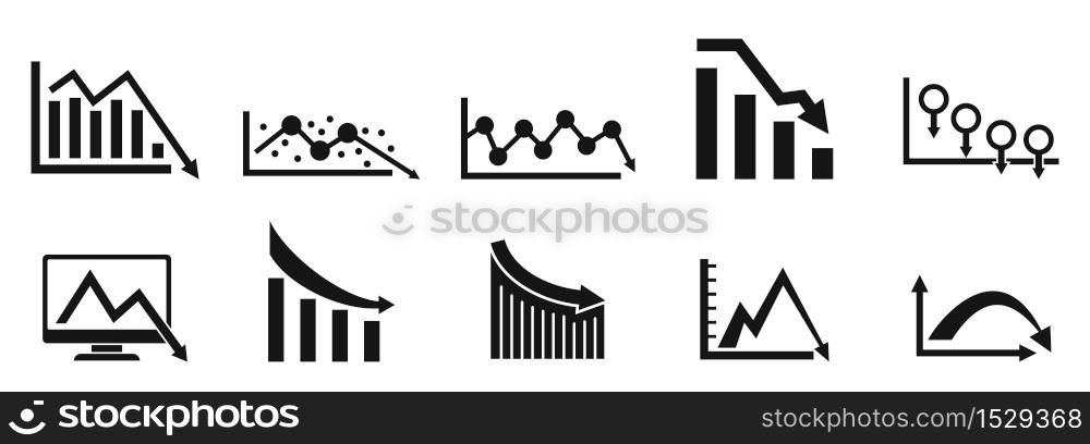Regression icons set. Simple set of regression vector icons for web design on white background. Regression icons set, simple style
