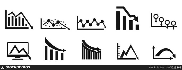 Regression icons set. Simple set of regression vector icons for web design on white background. Regression icons set, simple style