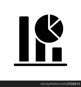 Regression part of data mining black glyph icon. Statistic information. Analyze of researching data. Dataset processing. Silhouette symbol on white space. Vector isolated illustration. Regression part of data mining black glyph icon