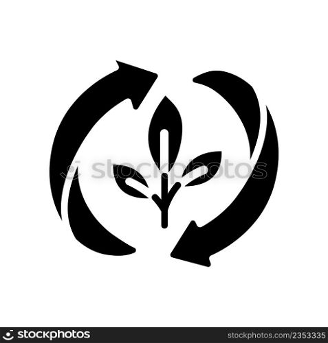 Regrowing black glyph icon. Growing plant from scraps. Houseplants care. Seedling growth and development. Silhouette symbol on white space. Solid pictogram. Vector isolated illustration. Regrowing black glyph icon