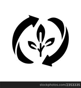 Regrowing black glyph icon. Growing plant from scraps. Houseplants care. Seedling growth and development. Silhouette symbol on white space. Solid pictogram. Vector isolated illustration. Regrowing black glyph icon