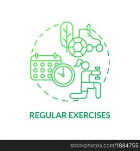 Regular exercises concept icon. Hypertension prevention tip abstract idea thin line illustration. Maintain healthy weight. Cardio exercise. Support heart health. Vector isolated outline color drawing. Regular exercises concept icon