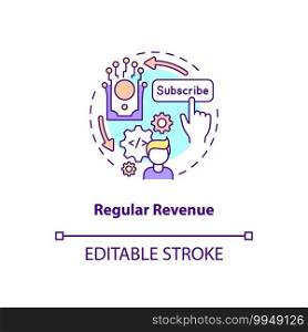 Regular revenue concept icon. SaaS benefit for developers idea thin line illustration. Paying subscription for software use. Tiered pricing. Vector isolated outline RGB color drawing. Editable stroke. Regular revenue concept icon