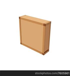 Regular slotted container isolated shipping packaging. Vector side view of corrugated cardboard box. Corrugated cardboard box isolated container pack