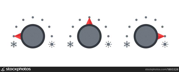Regulator icons. Cold or Hot Mode switch buttons. Switch relay. Vector illustration