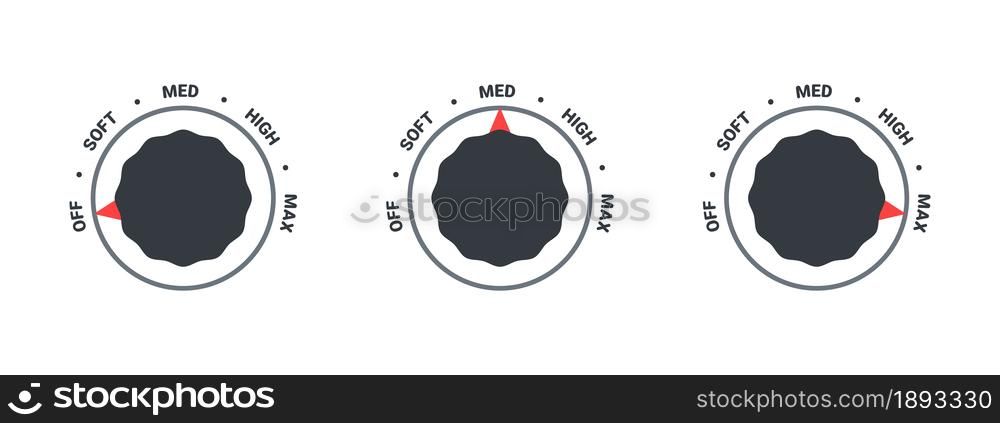 Regulator icons. Mode switch icons. Relay switch different modes. Vector illustration