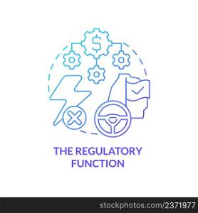 Regulatory function blue gradient concept icon. Financial system safety. National economic security abstract idea thin line illustration. Isolated outline drawing. Myriad Pro-Bold font used. Regulatory function blue gradient concept icon