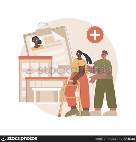 Rehabilitation hospital abstract concept vector illustration. Rehab hospital, rehabilitation center, stabilization of medical conditions, mental health care, medical facility abstract metaphor.. Rehabilitation hospital abstract concept vector illustration.