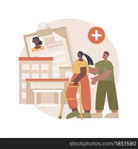 Rehabilitation hospital abstract concept vector illustration. Rehab hospital, rehabilitation center, stabilization of medical conditions, mental health care, medical facility abstract metaphor.. Rehabilitation hospital abstract concept vector illustration.