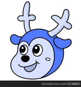 reindeer animal head emoticon with happy smiling face
