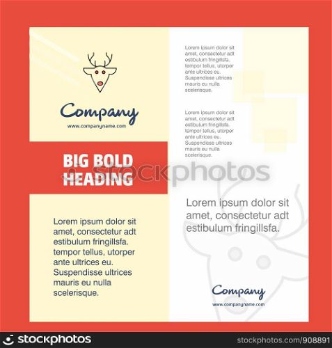 Reindeer Company Brochure Title Page Design. Company profile, annual report, presentations, leaflet Vector Background