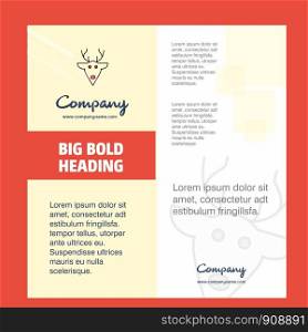 Reindeer Company Brochure Title Page Design. Company profile, annual report, presentations, leaflet Vector Background