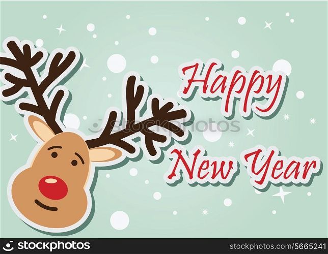 Reindeer Happy New Year, vector illustration