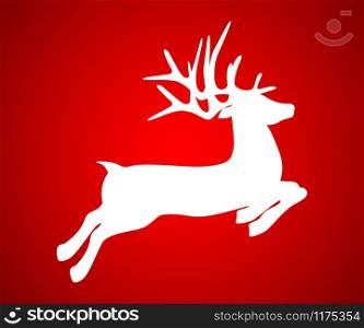 Reindeer is skipping for Christmas. Icon on red background. Reindeer is skipping for Christmas. Icon on red