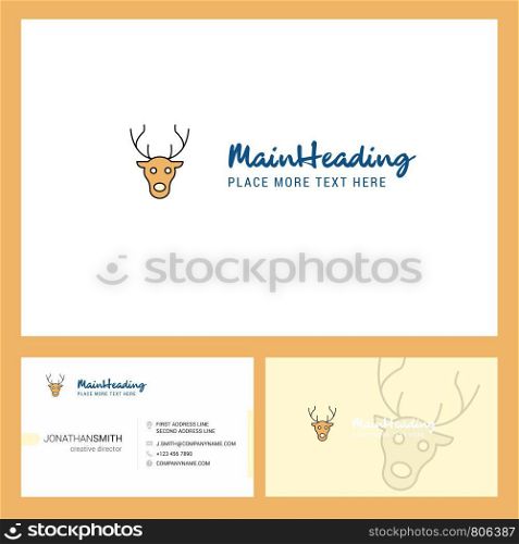 Reindeer Logo design with Tagline & Front and Back Busienss Card Template. Vector Creative Design