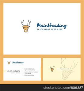 Reindeer Logo design with Tagline & Front and Back Busienss Card Template. Vector Creative Design