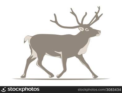 Reindeer silhouette. Two easy-to-change colors. Flat vector.